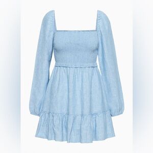 Aritizia Wilfred Blue Long Sleeve linen Dress size L